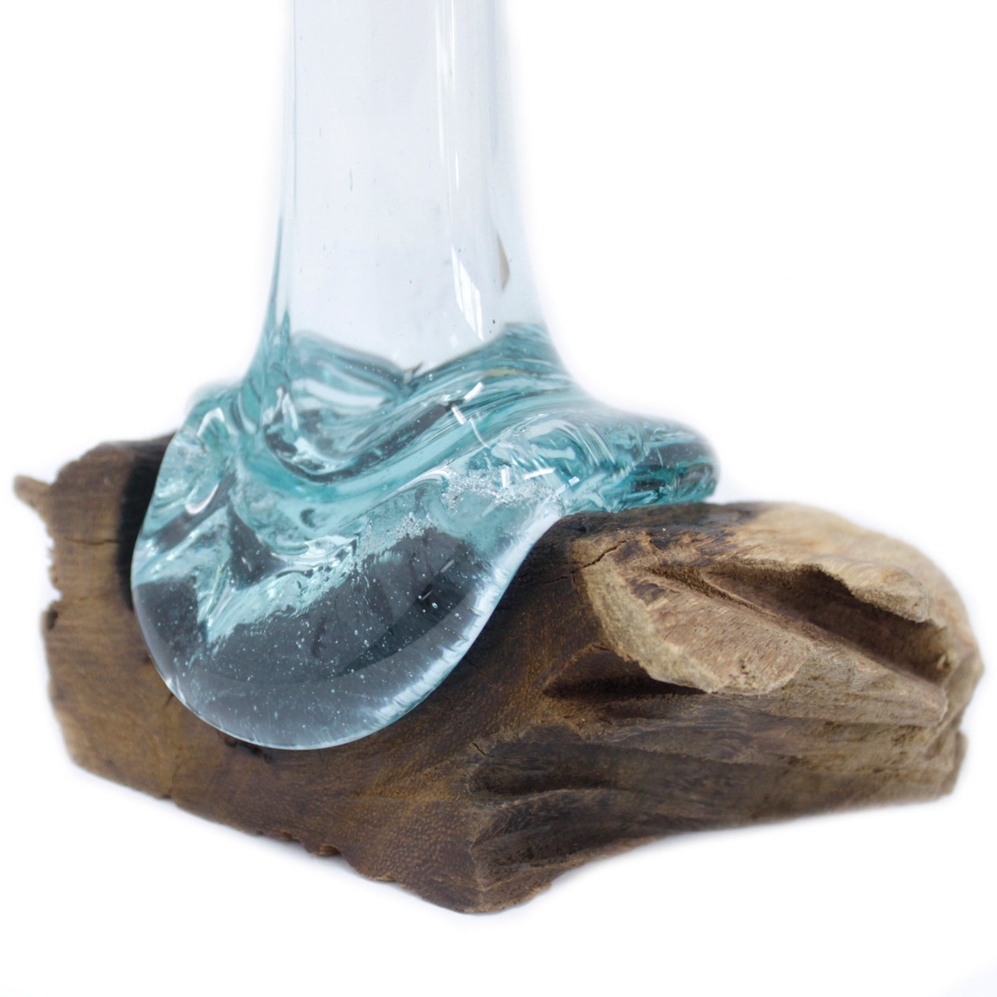 Glass Vase – Hand-Blown Molten Glass on Wood