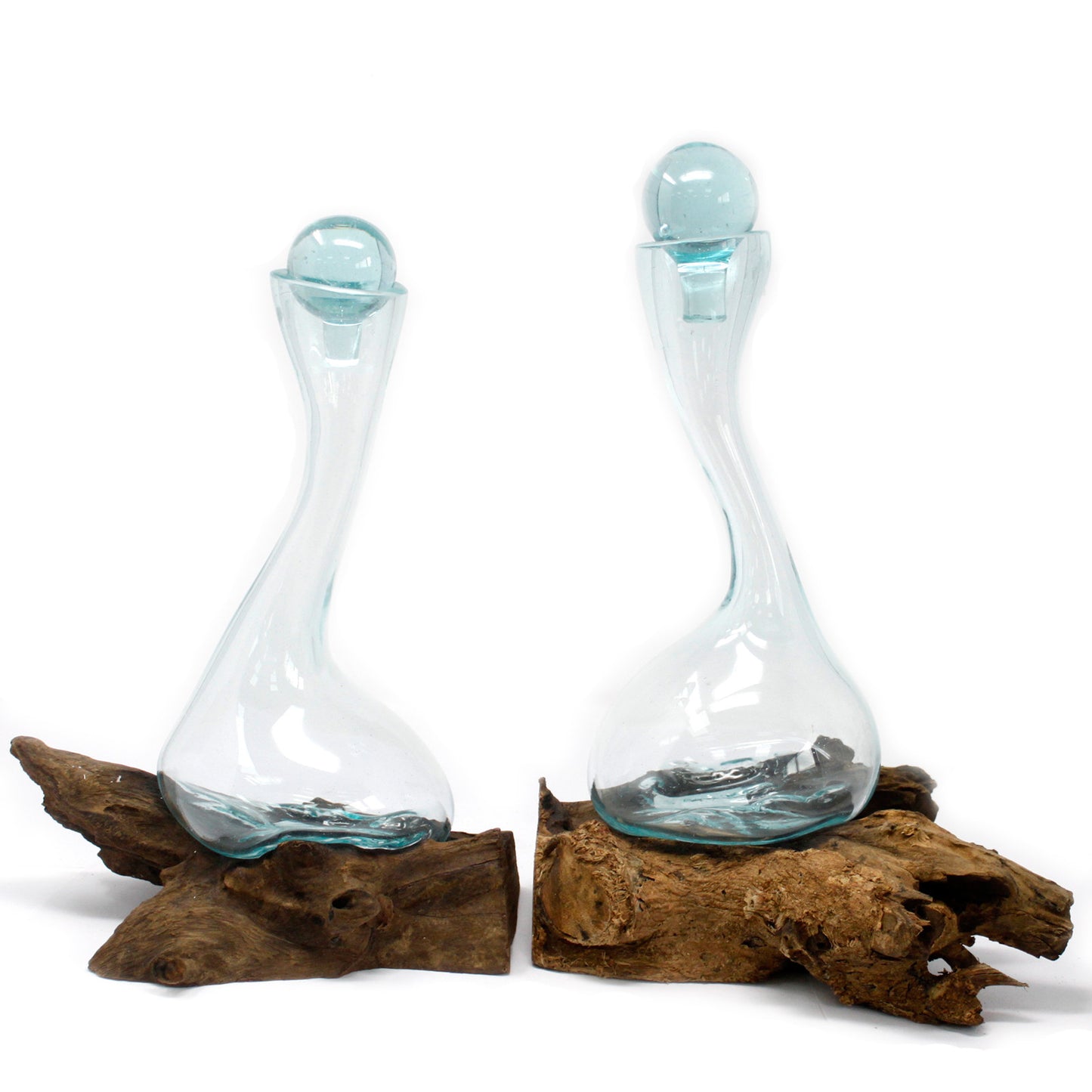 Wine Decanter – Hand-Blown Molten Glass on Wood