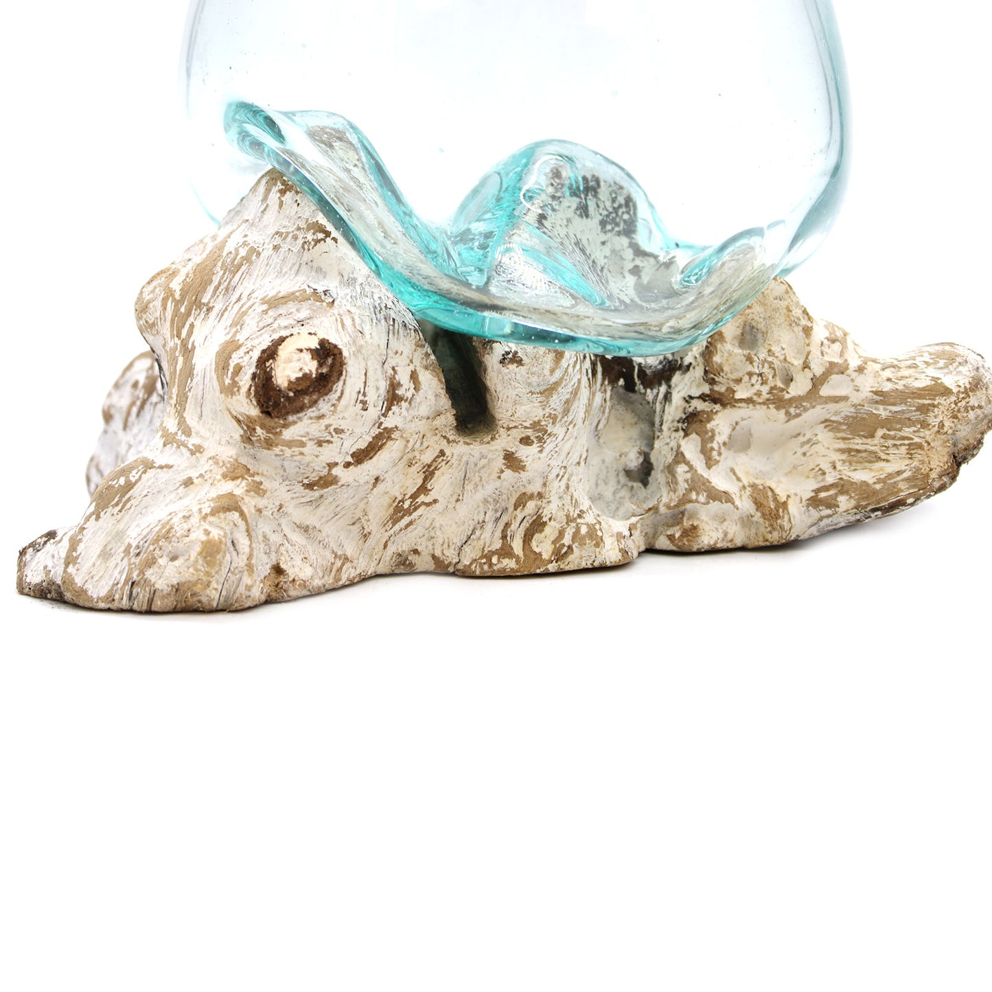 Große Schale – Hand-Blown Molten Glass on Whitewash Wood