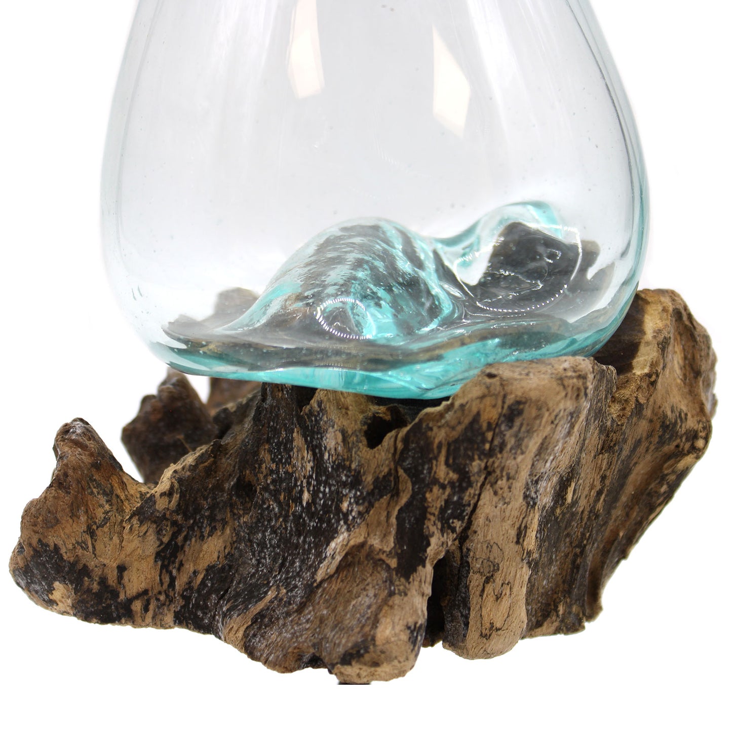 Medium Bowl with Stand – Hand-Blown Molten Glass on Wood