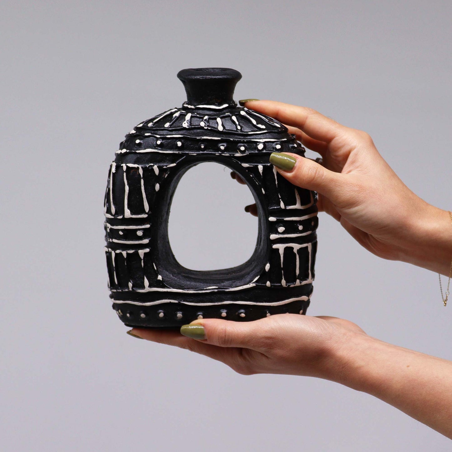 Lombok Ceramic Vase - Oval Chocolate 18cm