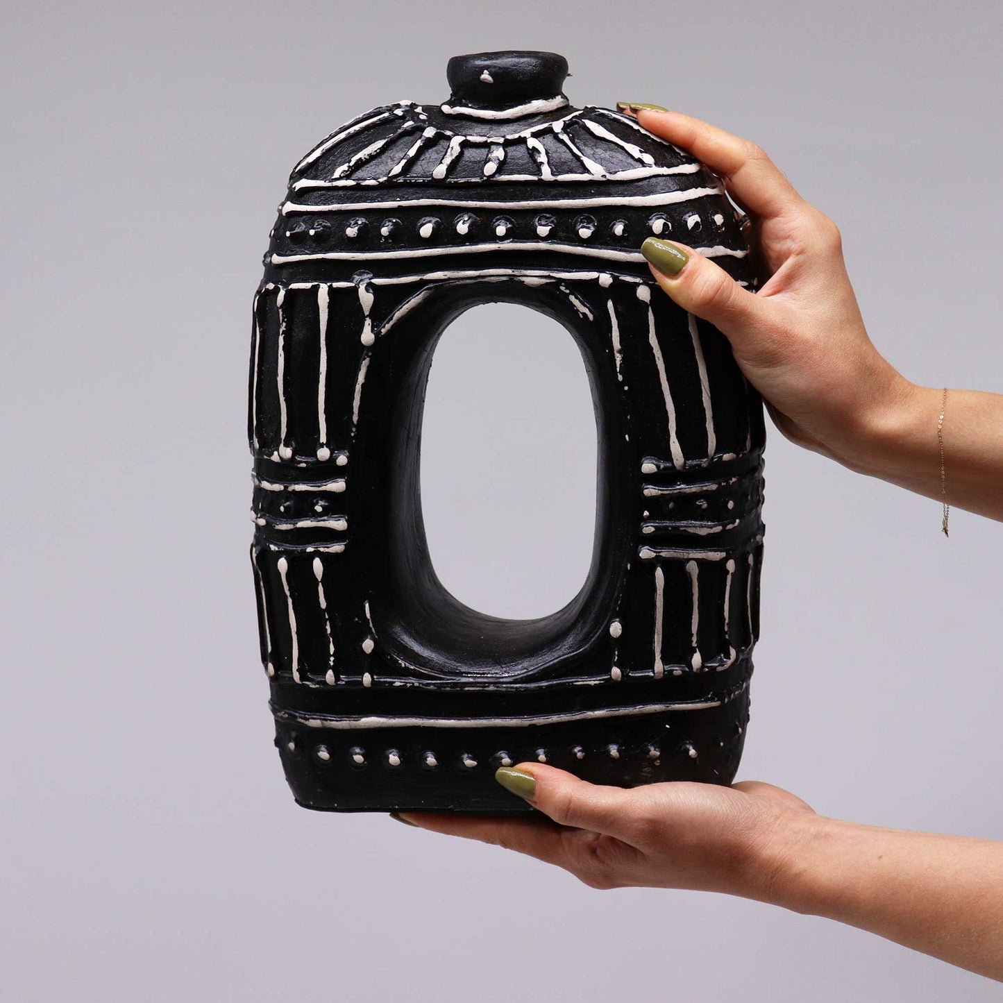 Lombok Ceramic Vase - Oval Chocolate 30cm