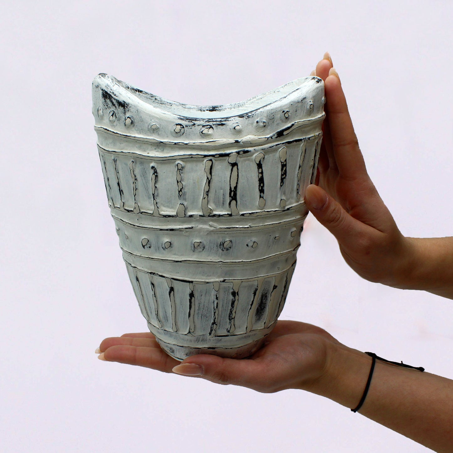 Lombok Ceramic Vase - Wide Neck Cream 22cm