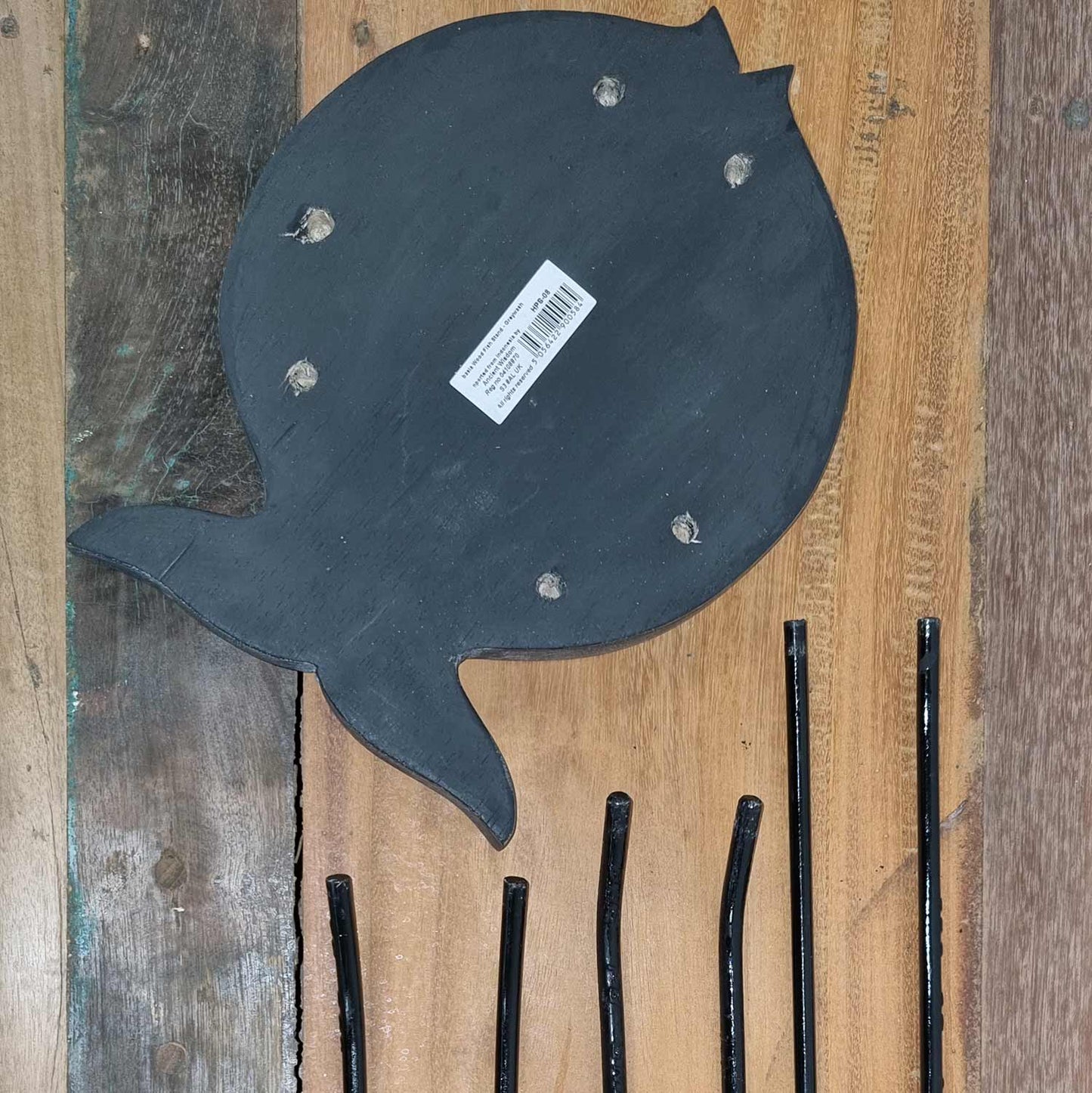 Fischständer aus Albasia-Holz - Grauwäsche