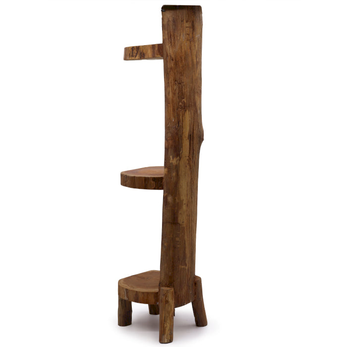 Natürliches Teakholz-Holzregal mit 3 Regalen
