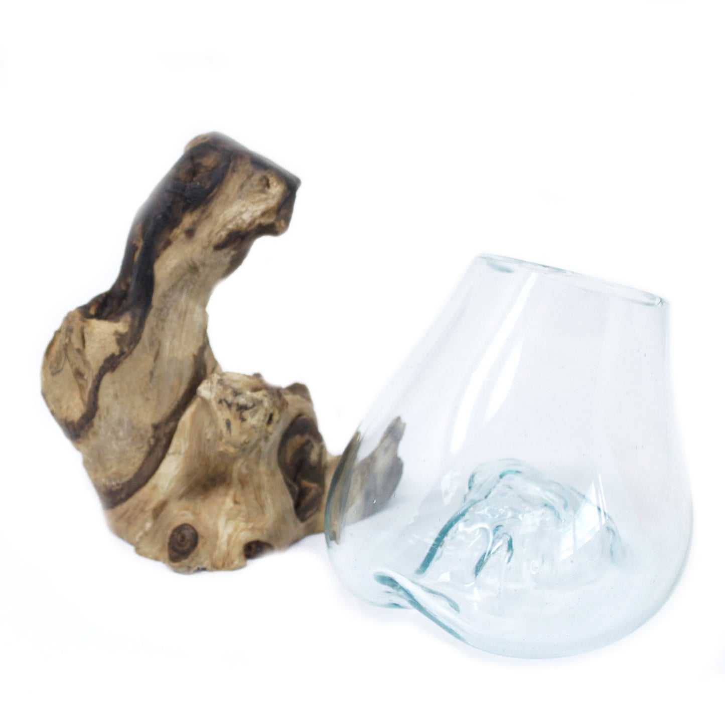 Medium Bowl – Hand-Blown Molten Glass on Wood