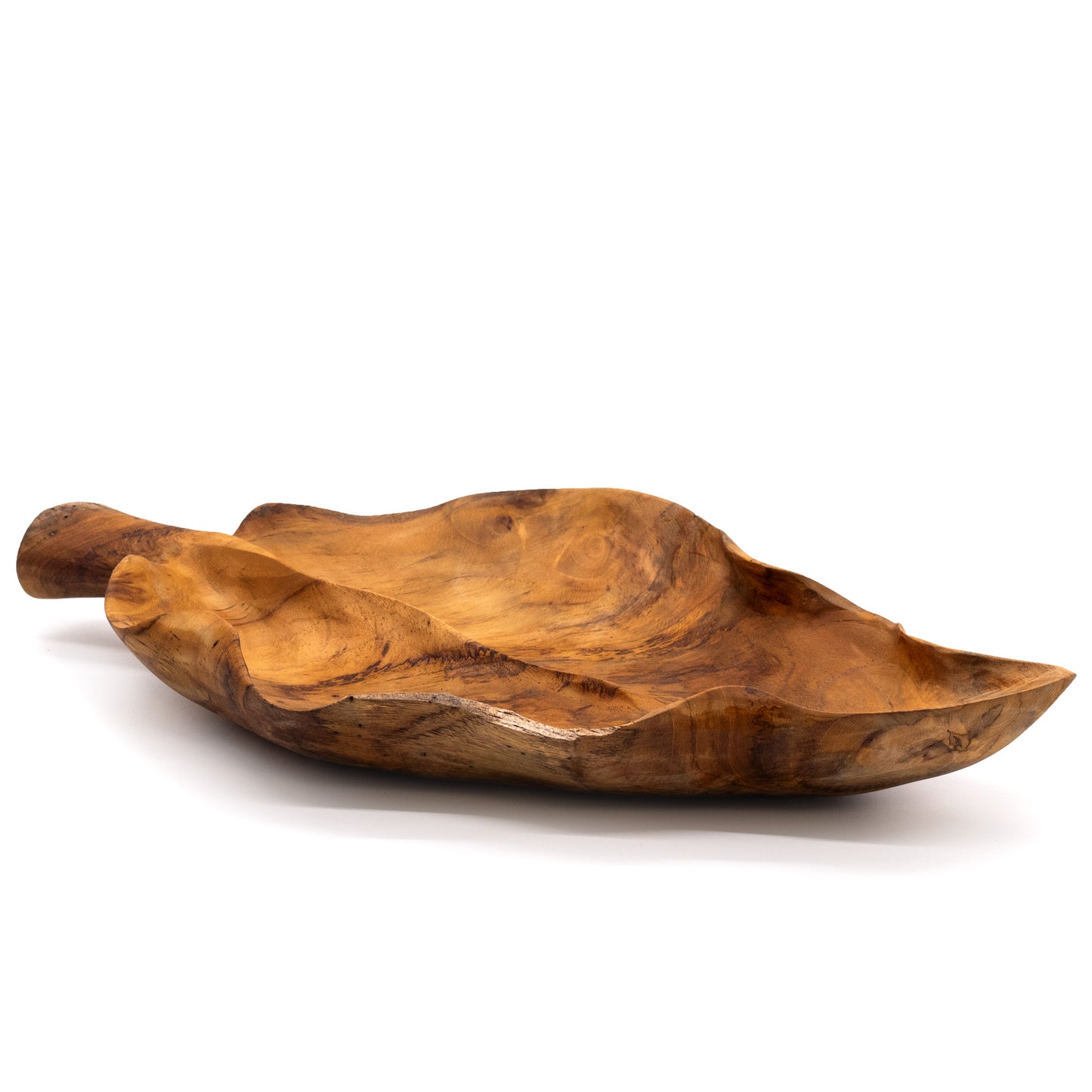 Large Leaf Shaped Teakwood Fruit Bowl