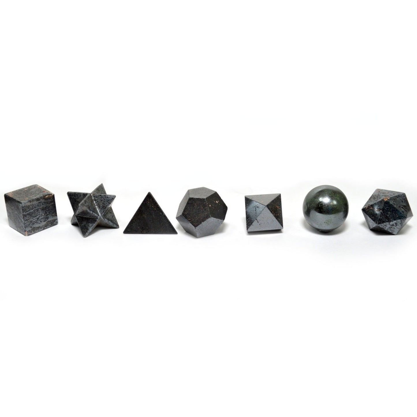 Geometrisches siebenteiliges Set aus schwarzem Achat