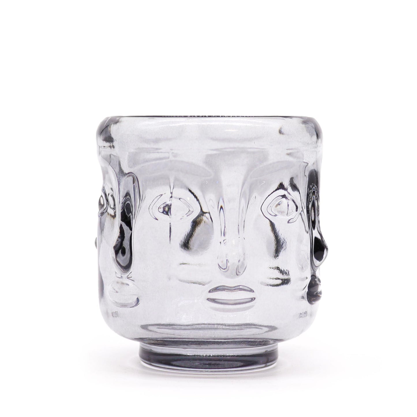 Set of 2 Buddha Faces Candle Jar - Midnight Grey