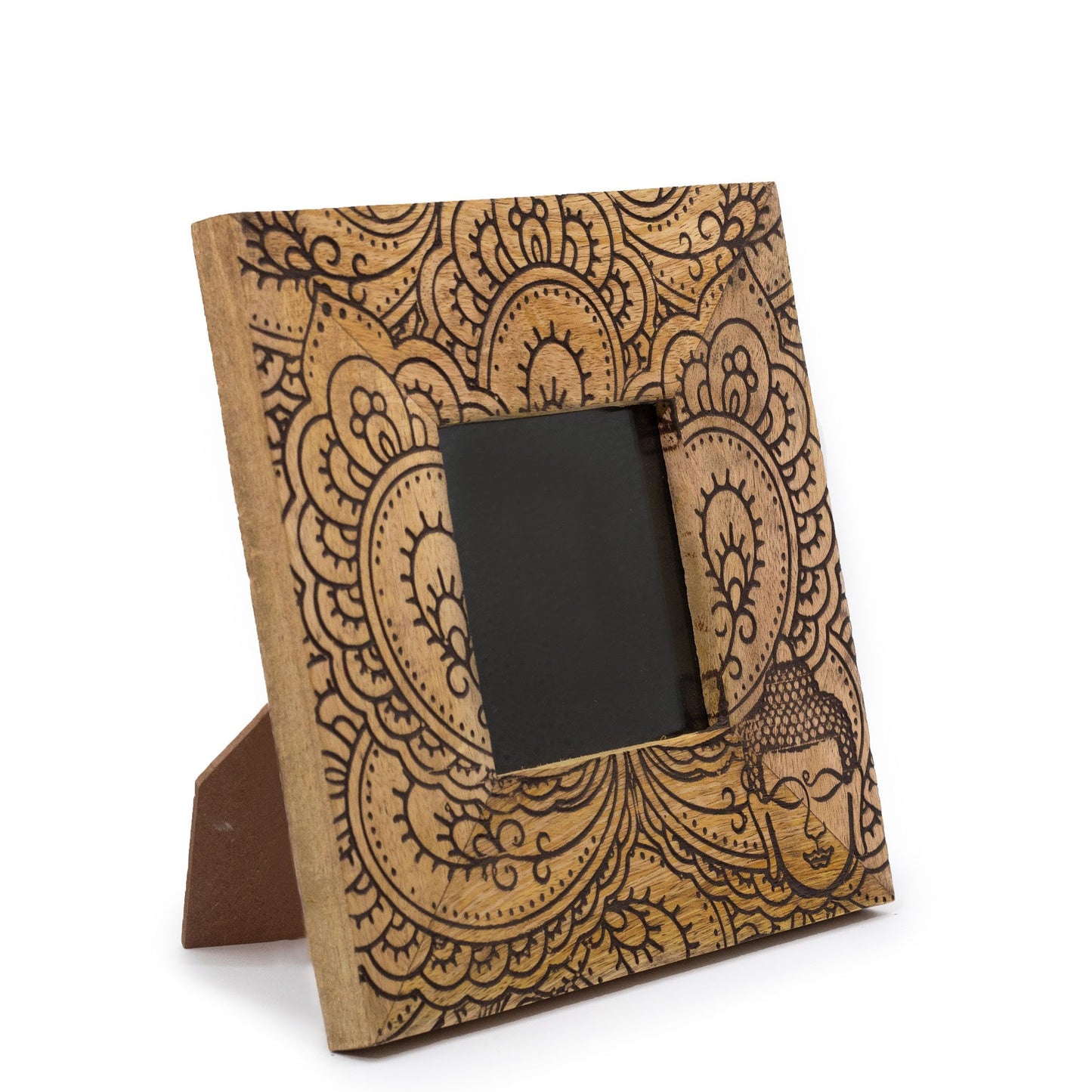 Small Mango Wood Picture Frame (for 10x15cm) 20x20x2cm - Buddha - Black