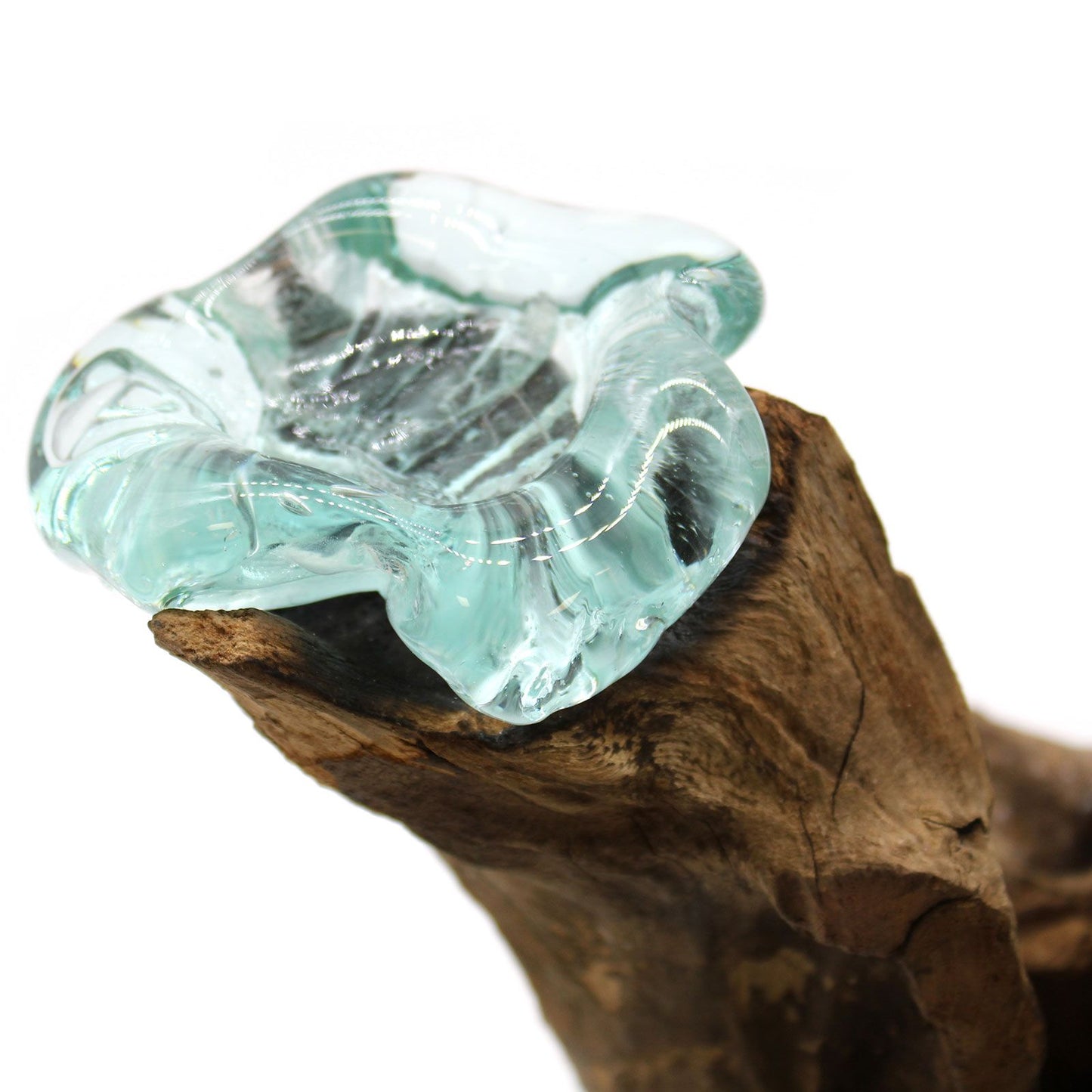 Triple Candle Holder – Hand-Blown Molten Glass on Wood