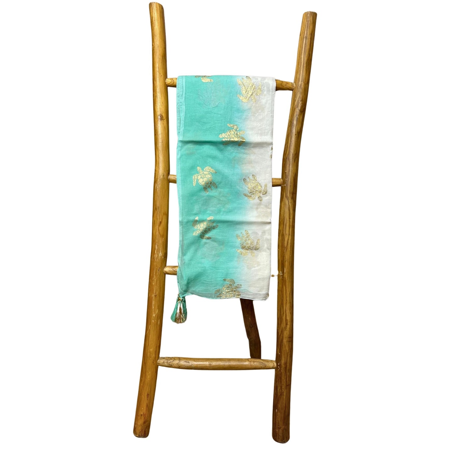 Nomad Sari On the Med Collection - Pareo - White & Turquoise Gold Turtle Design