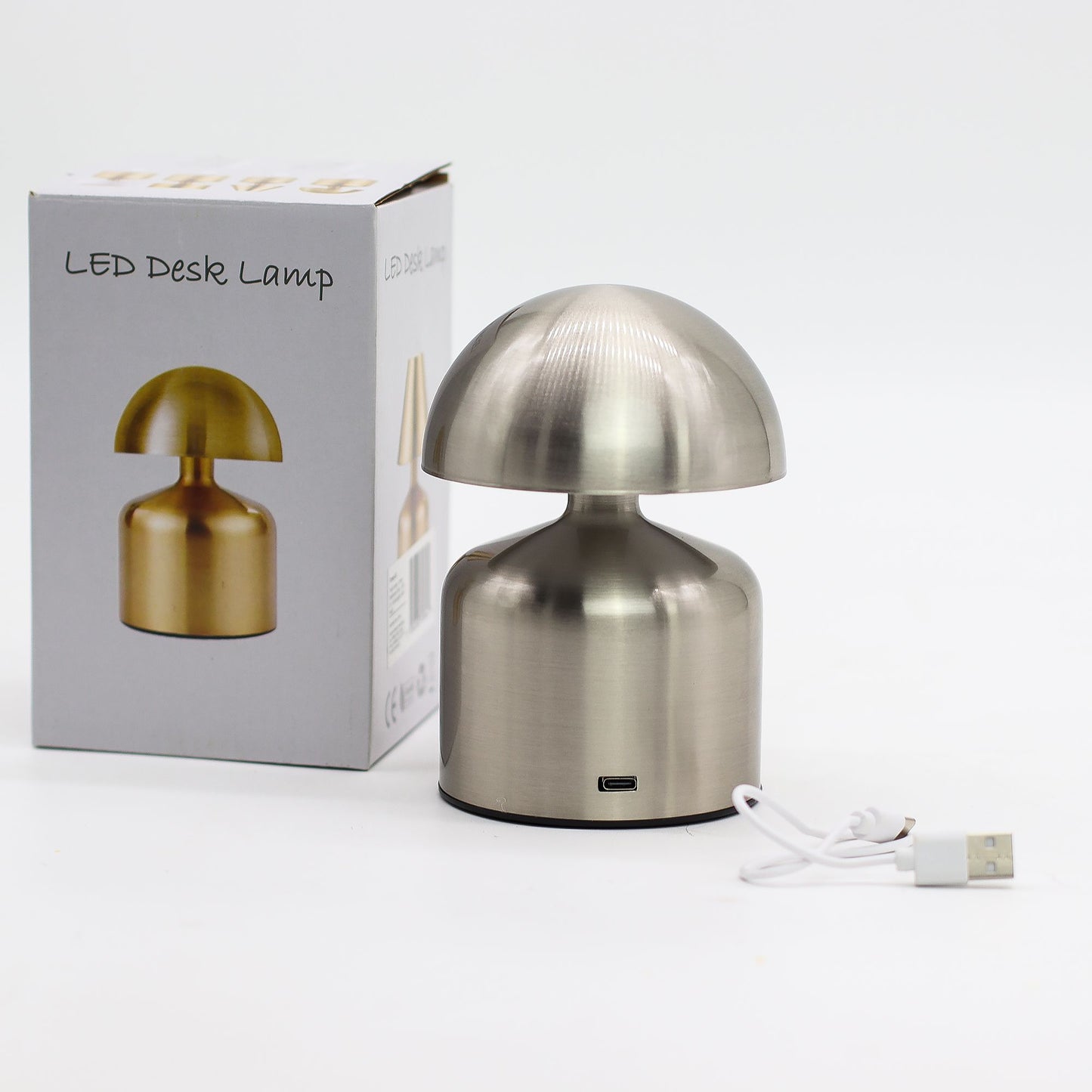 Touch-Lampe - Kuppelförmiger Pilz, Silber - USB (C) - Wiederaufladbar (400 Watt)