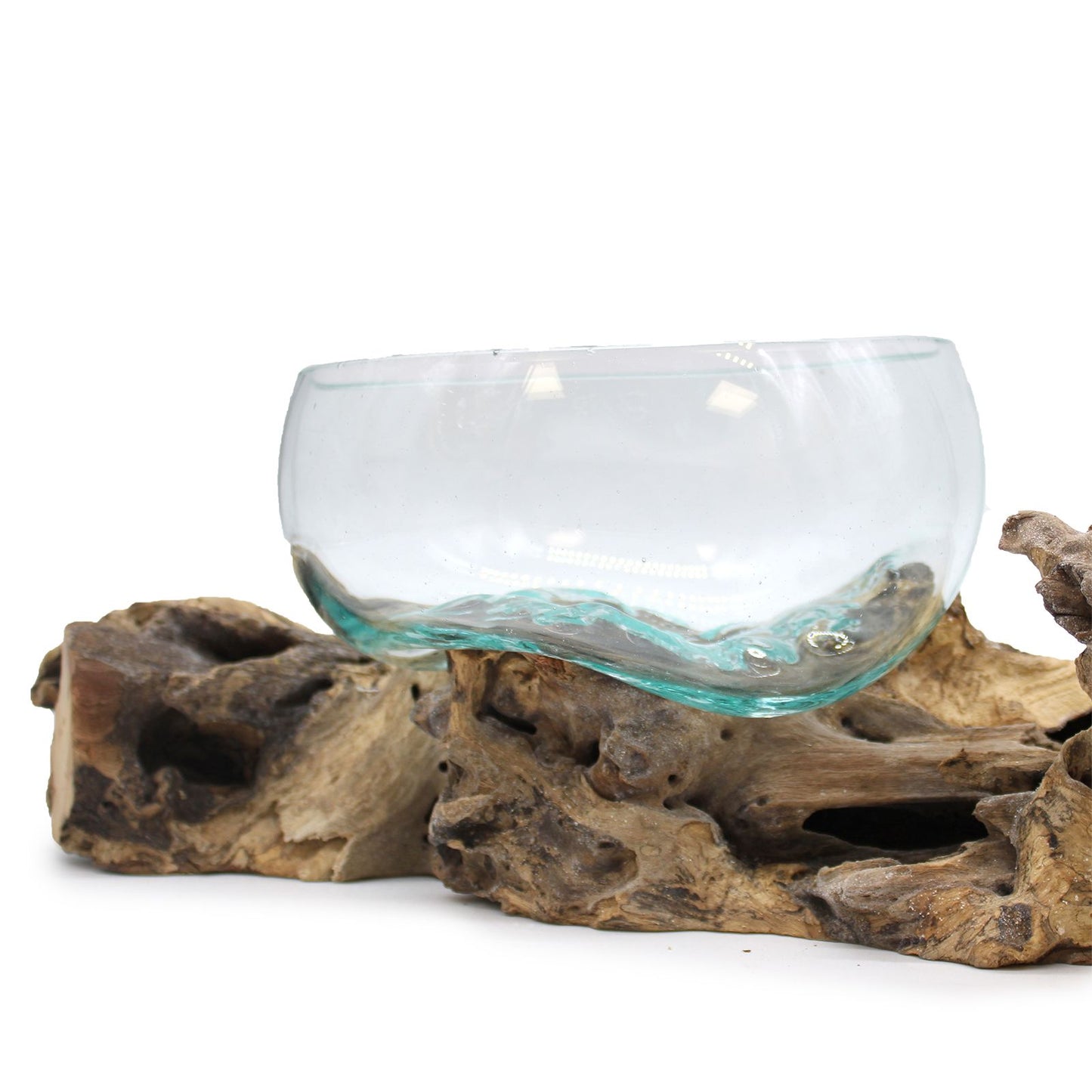 Extra Large Double Stand – Hand-Blown Molten Glass on Natural Wood