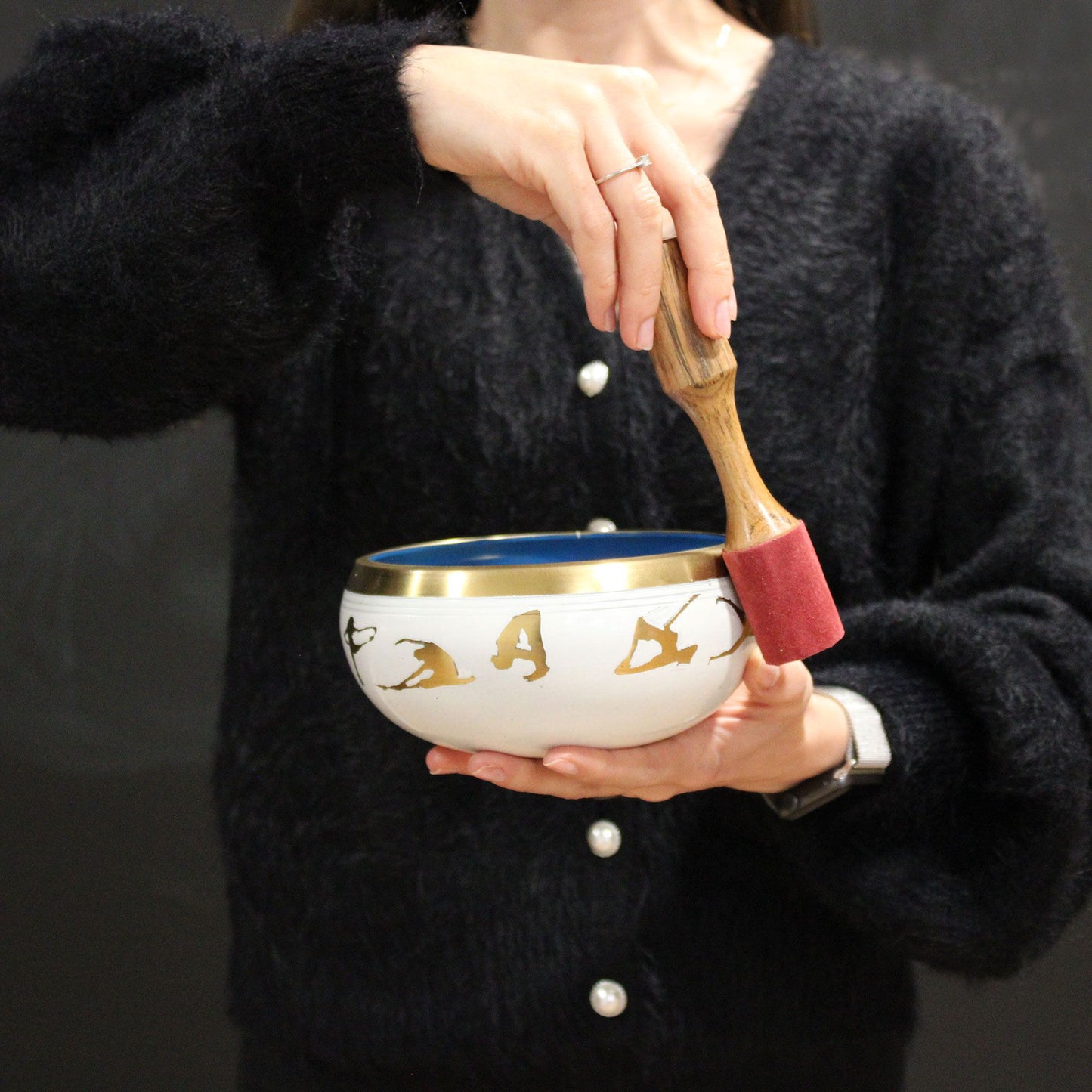 Großes Mondphasen-Klangschalen-Set – Schwarz, 14 cm