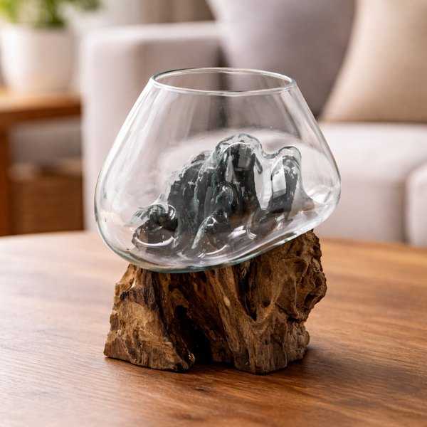 Hand-Blown Glass on Wood