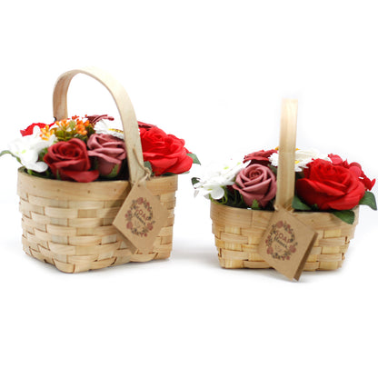 Medium Red Bouquet in Wicker Basket