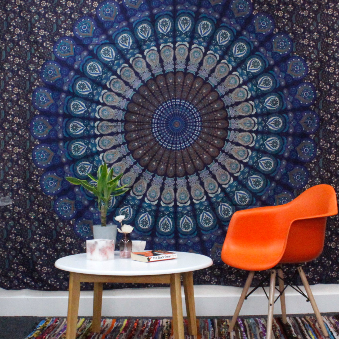 Single Cotton Bedspread + Wall Hanging - Classic Mandala 130cm x 200cm