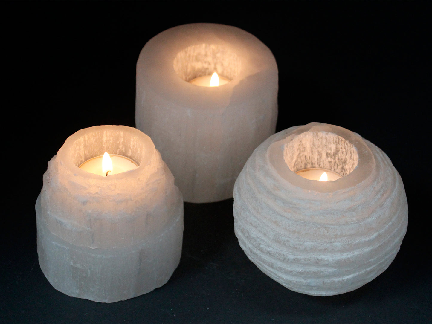 Selenite Mountain Top Candle Holder - 8 cm