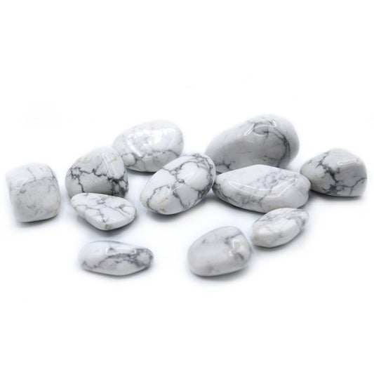 Pack of 24 L Tumble Stone - Howlite, White