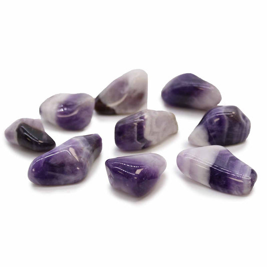 Pack of 24 Tumble Stone - Amethyst Banded L (A grade)