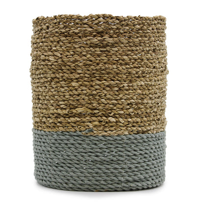 Seagrass & Abu-Abu Raffia Set - 2 Vase & 2 Bins