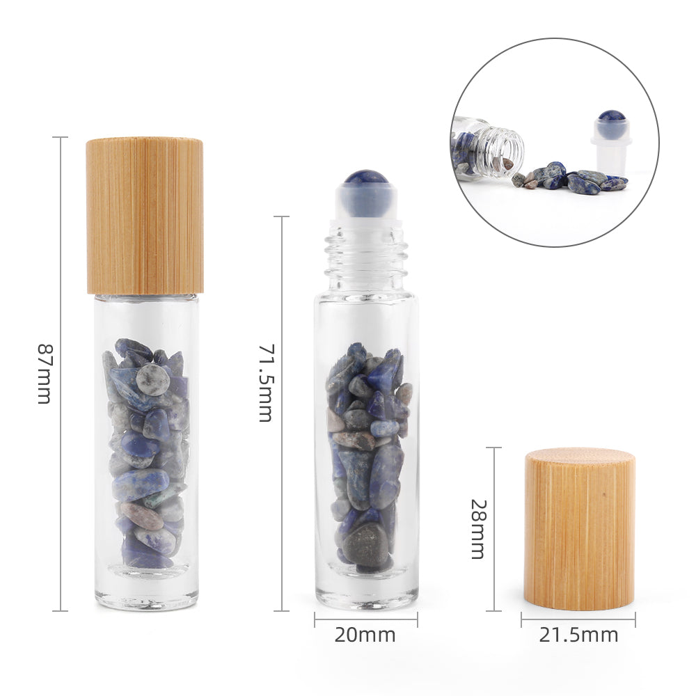 Gemstone Essential Oil Roller Bottle - Sodalite  - Wooden Cap