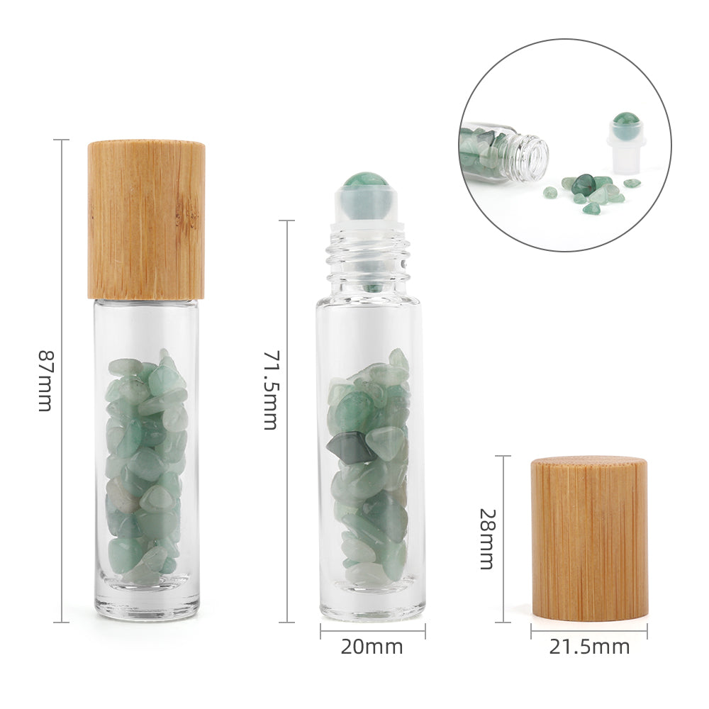 Gemstone Essential Oil Roller Bottle - Aventurine - Wooden Cap