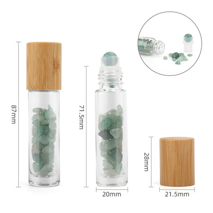 Gemstone Essential Oil Roller Bottle - Aventurine - Wooden Cap