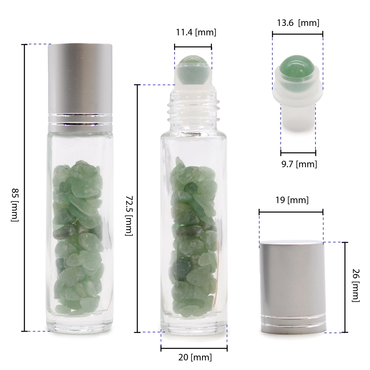 Gemstone Essential Oil Roller Bottle - Sodalite  - Silver Cap