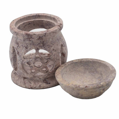 Small Soapstone Oil Burner 8cm - Three Moon Pentagon