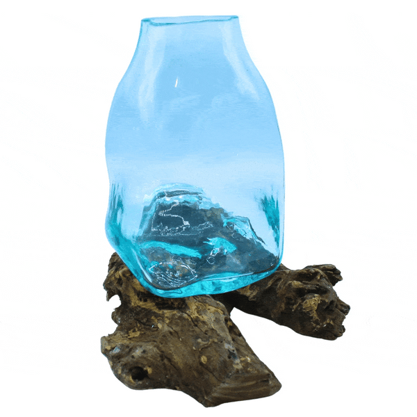Vase Terrarium Jar – Hand-Blown Molten Glass on Wood