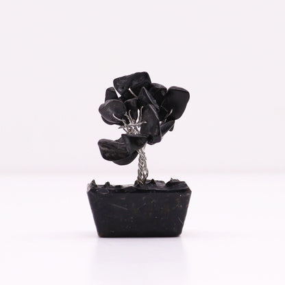 Mini Gemstone Tree On Orgonite Base - Black Agate (15 stones)