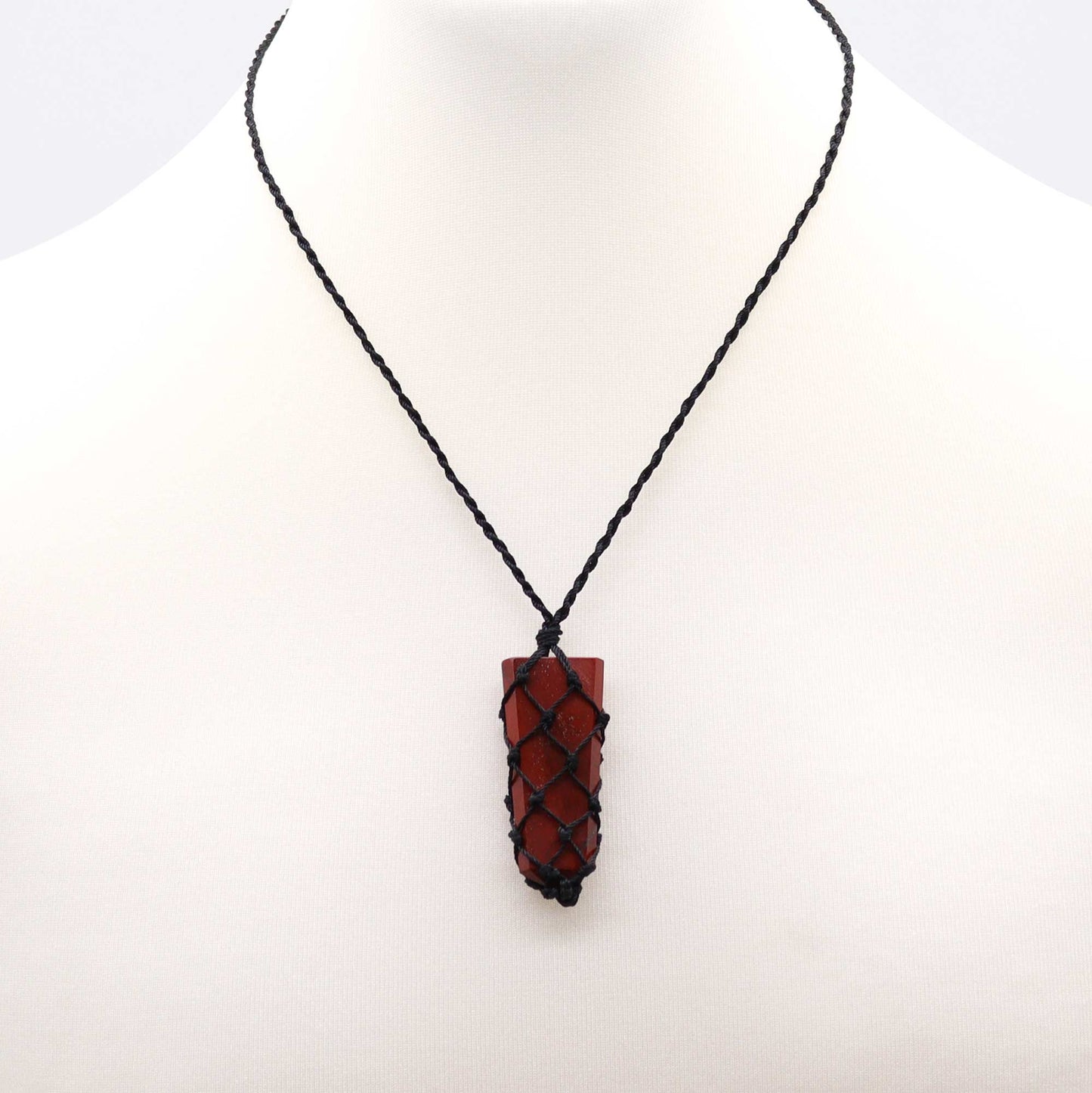 Laced Gemstone Flat Point Pendant - Red Jasper