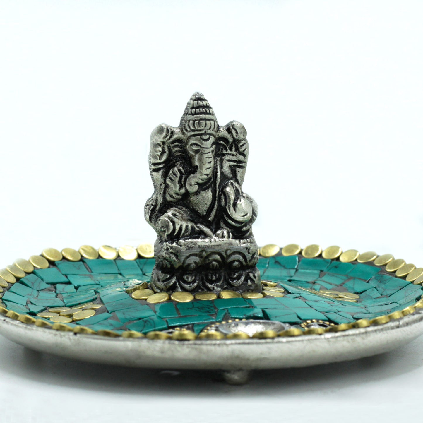 Ganesh Plate Tibetan Decor Cone & Stick Holder