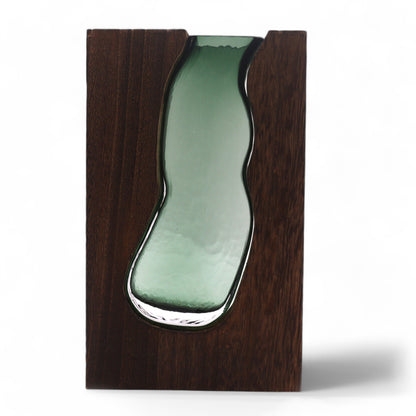 Glass Vase/Terarium inside Dark Tung Wood