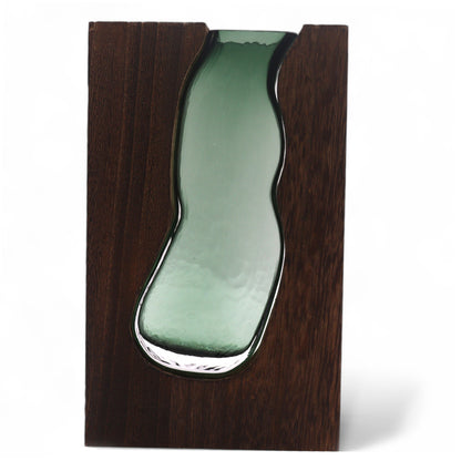 Lrg Glass Vase/Terarium inside Dark Tung Wood - Large