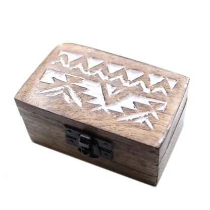 White Washed Wooden Box - Pill Box Slavic Design