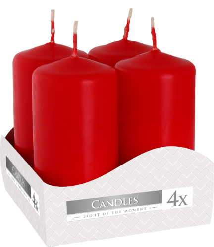 Set of Pillar Candles 40x80mm (4 pieces) - Red