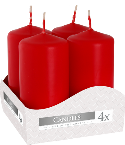 Set of Pillar Candles 40x80mm (4 pieces) - Red