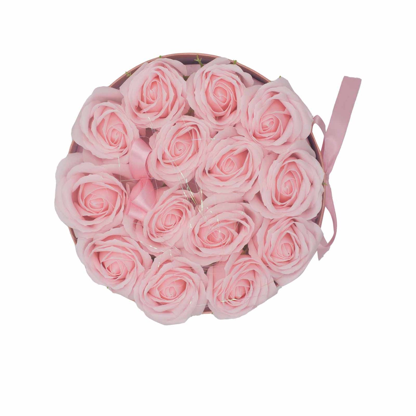 Soap Flower Gift Bouquet - 14 Pink Roses - Round