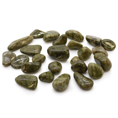 Bag of 24 Small African Tumble Stones - Epidote Snowflake