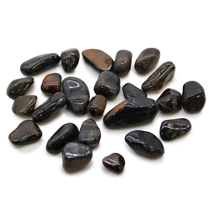 Bag of 24 Small African Tumble Stones - Tigers Eye - Blue