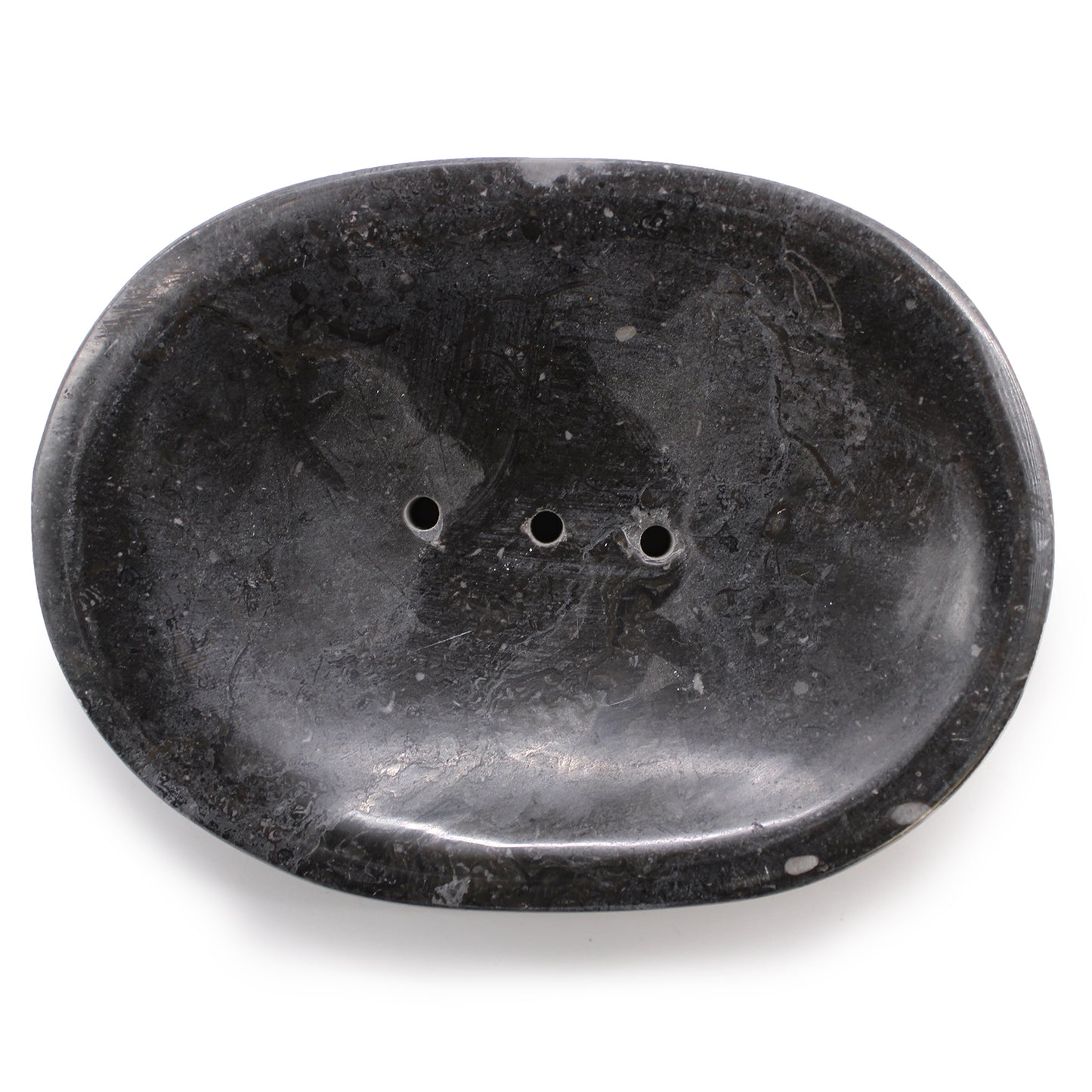 Classic Oval Black Marble Soap Dish