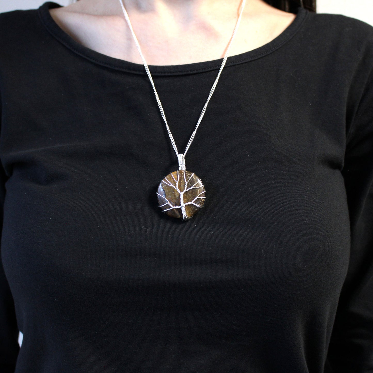 Tree of Life Gemstone Necklace - Tiger Eye