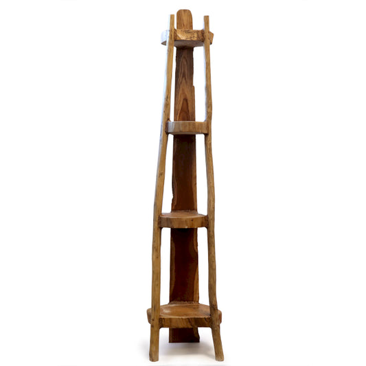 Natural Teak Corner Unit 4 Shelves - 135cm high