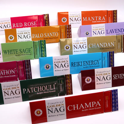 42g Jumbo Golden Nag - Champa Back Flow Incense Cones