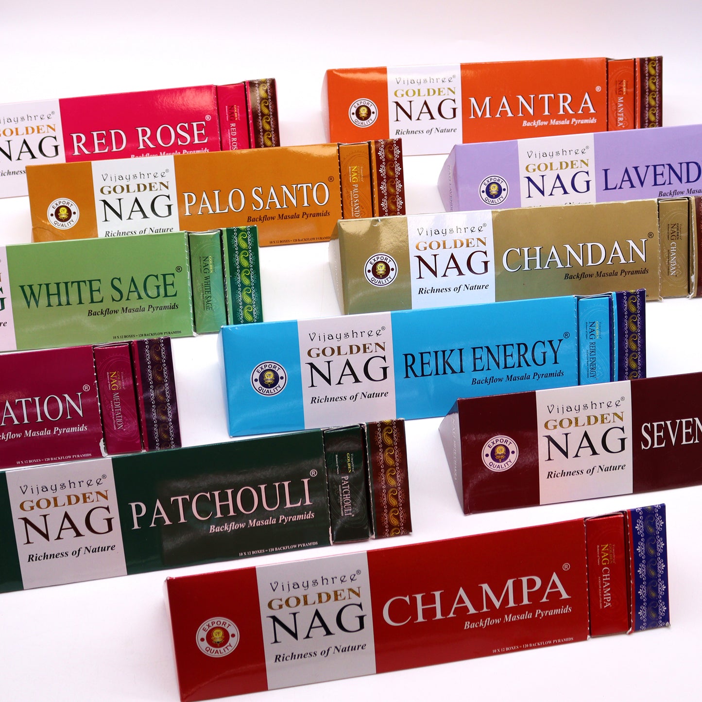 42g Jumbo Golden Nag - Seven Chakra Back Flow Incense Cones