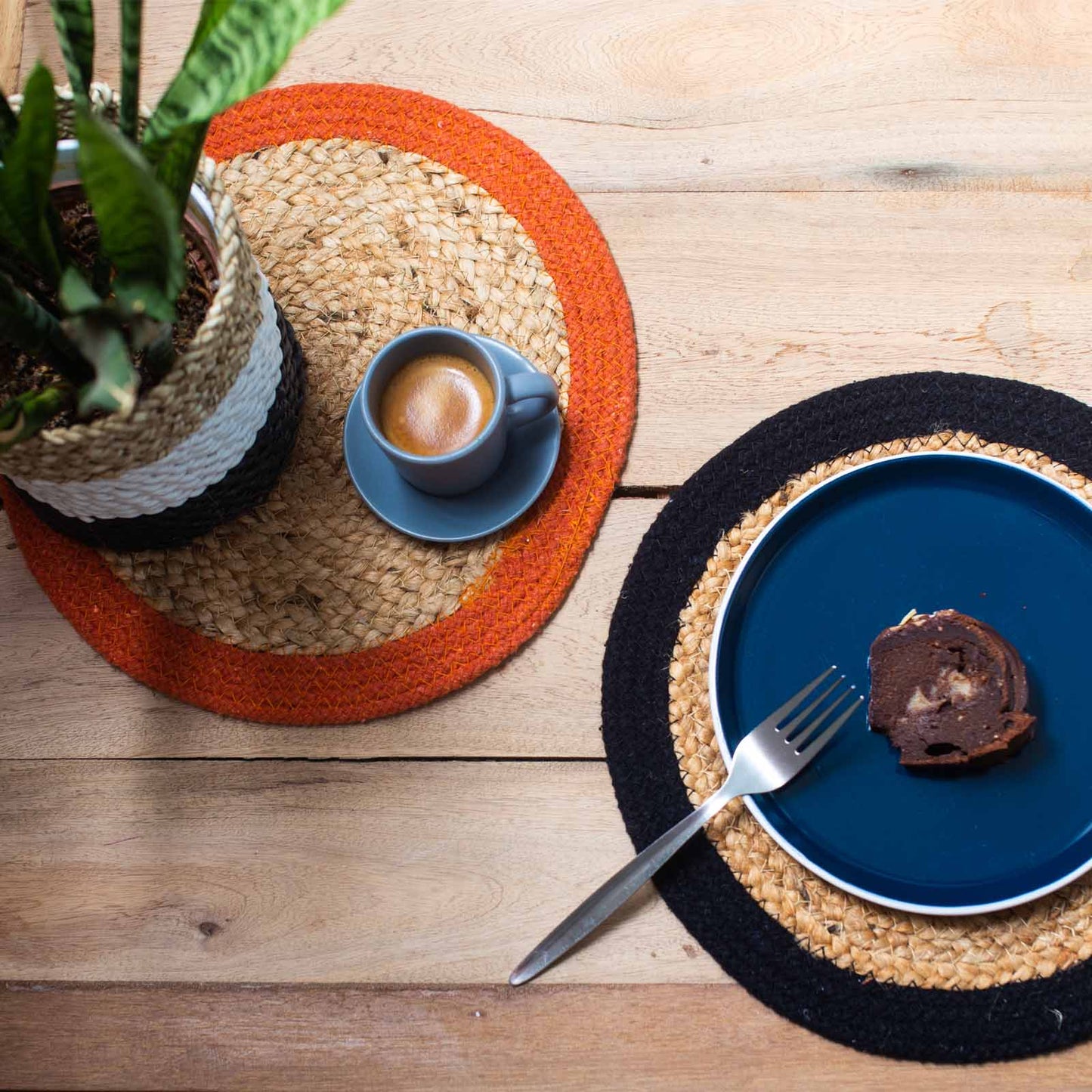 Natural Place Mat - Jute & Cotton 30cm - Clay Boarder
