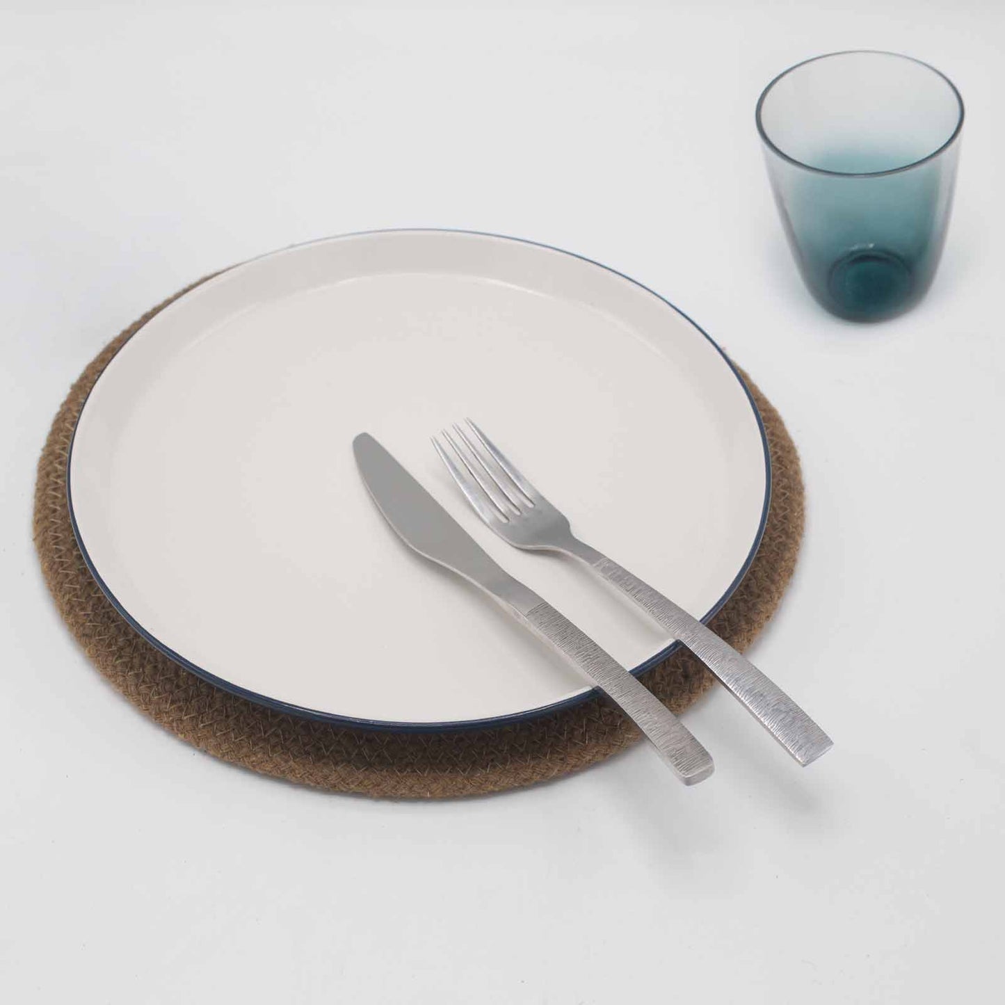 Natural Place Mat - Jute & Cotton 30cm - Clay Boarder